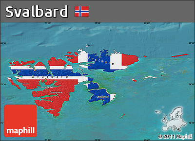 Flag Map of Svalbard, satellite outside, flag rotated