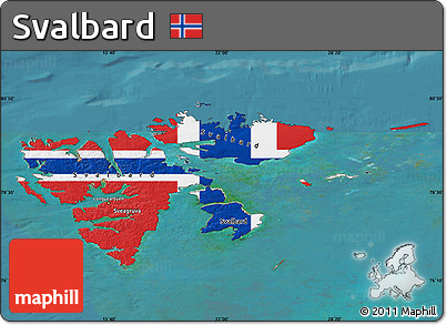 Flag Map of Svalbard, satellite outside, flag rotated