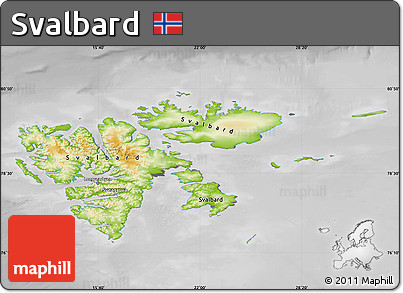 Physical Map of Svalbard, desaturated