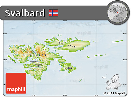 Physical Map of Svalbard, lighten