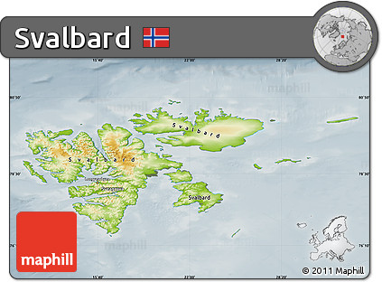 Physical Map of Svalbard, semi-desaturated