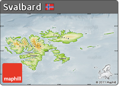 Physical Map of Svalbard, semi-desaturated