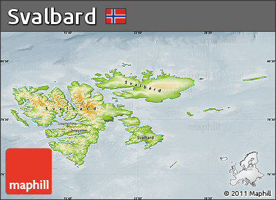 Physical Map of Svalbard, semi-desaturated