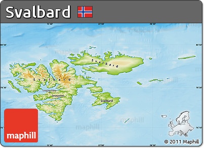 Physical Map of Svalbard, single color outside
