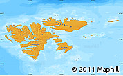 Political Shades Map of Svalbard, semi-desaturated, land only