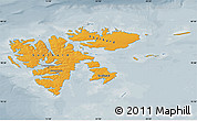 Political Shades Map of Svalbard, semi-desaturated