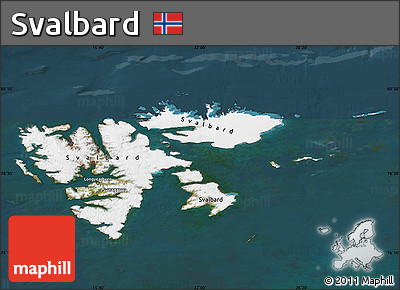 Satellite Map of Svalbard, darken