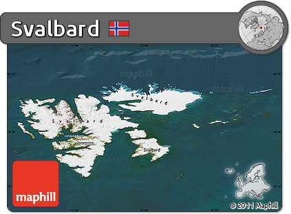 Satellite Map of Svalbard, darken