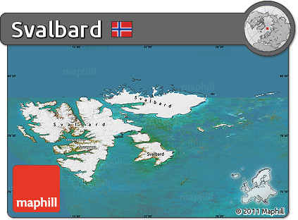 Satellite Map of Svalbard, darken, land only