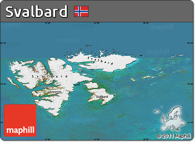Satellite Map of Svalbard, darken, land only
