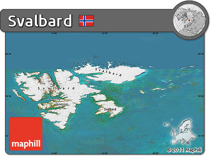 Satellite Map of Svalbard, lighten, land only