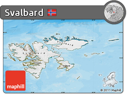Satellite Map of Svalbard, political shades outside