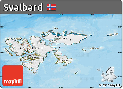 Satellite Map of Svalbard, political shades outside