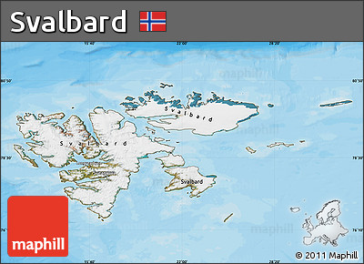Satellite Map of Svalbard, political shades outside