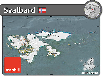 Satellite Map of Svalbard, semi-desaturated