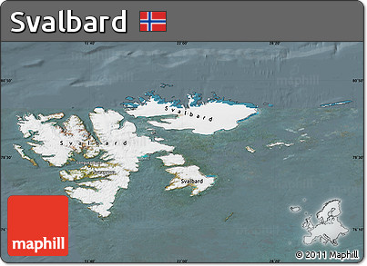 Satellite Map of Svalbard, semi-desaturated