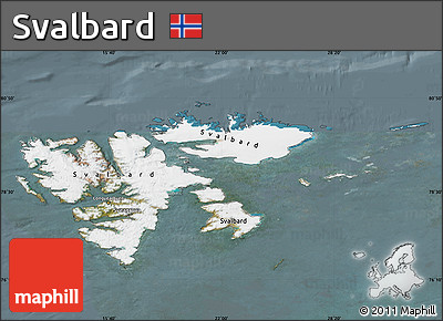 Satellite Map of Svalbard, semi-desaturated