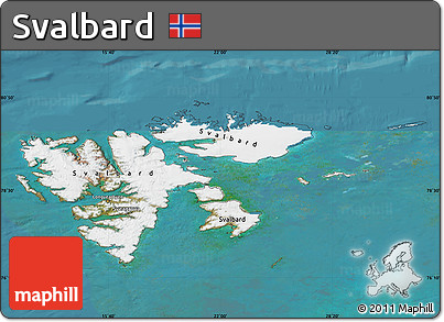 Satellite Map of Svalbard, single color outside