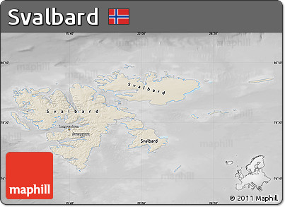 Shaded Relief Map of Svalbard, desaturated