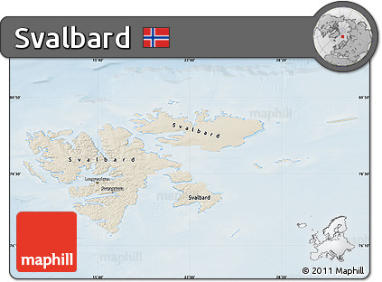Shaded Relief Map of Svalbard, lighten
