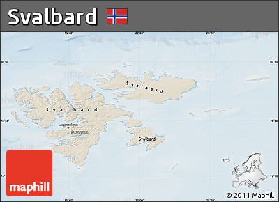 Shaded Relief Map of Svalbard, lighten