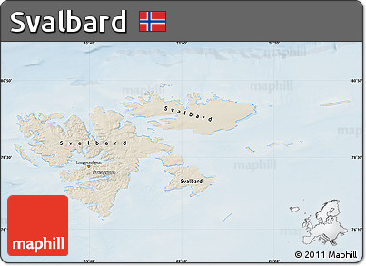 Shaded Relief Map of Svalbard, lighten