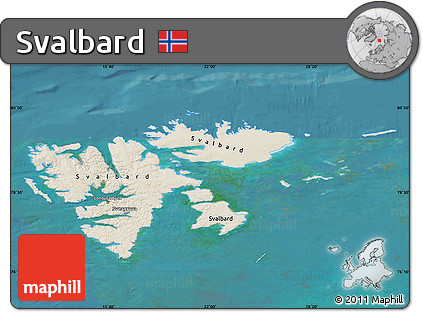 Shaded Relief Map of Svalbard, satellite outside