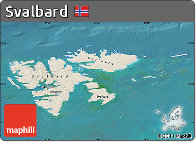 Shaded Relief Map of Svalbard, satellite outside