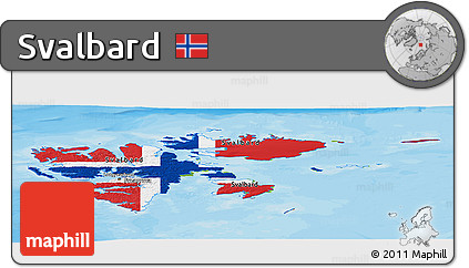 Flag Panoramic Map of Svalbard, physical outside, bathymetry sea
