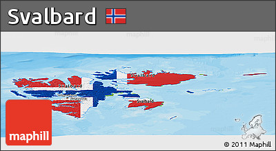 Flag Panoramic Map of Svalbard, physical outside, bathymetry sea