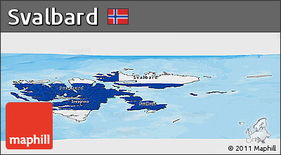 Flag Panoramic Map of Svalbard, satellite outside, bathymetry sea, flag centered