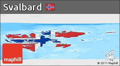 Flag Panoramic Map of Svalbard, single color outside, bathymetry sea