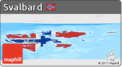 Flag Panoramic Map of Svalbard, single color outside, bathymetry sea