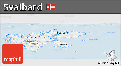 Gray Panoramic Map of Svalbard