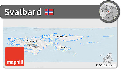 Gray Panoramic Map of Svalbard, single color outside