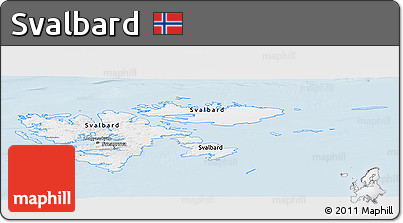 Gray Panoramic Map of Svalbard, single color outside
