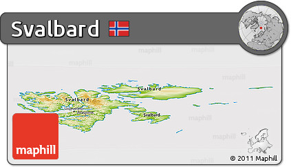 Physical Panoramic Map of Svalbard, cropped outside