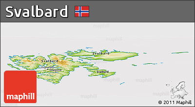Physical Panoramic Map of Svalbard, cropped outside