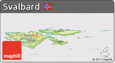 Physical Panoramic Map of Svalbard, cropped outside