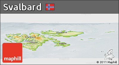 Physical Panoramic Map of Svalbard, lighten, semi-desaturated