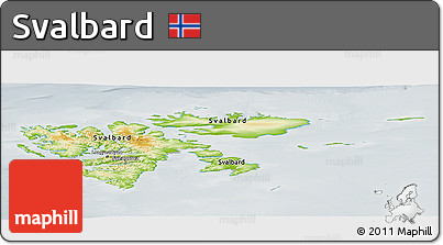 Physical Panoramic Map of Svalbard, lighten, semi-desaturated