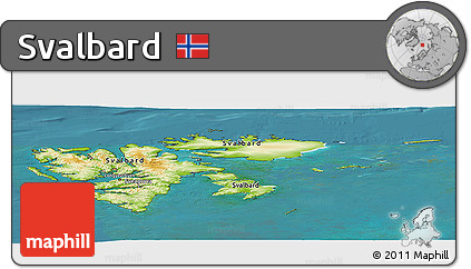 Physical Panoramic Map of Svalbard, satellite outside