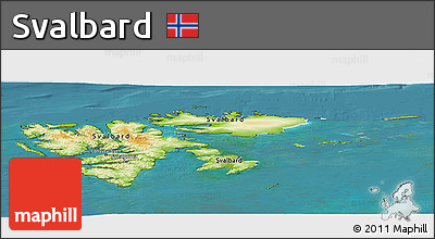 Physical Panoramic Map of Svalbard, satellite outside