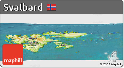 Physical Panoramic Map of Svalbard, satellite outside