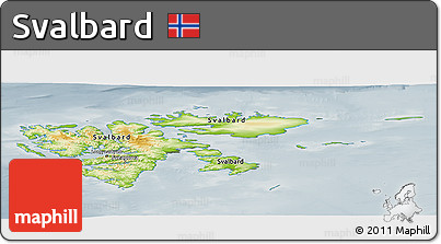 Physical Panoramic Map of Svalbard, semi-desaturated