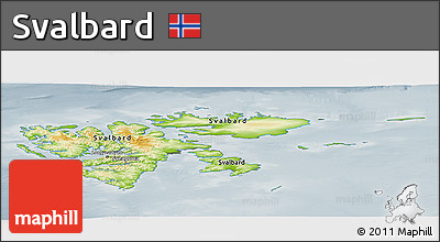 Physical Panoramic Map of Svalbard, semi-desaturated