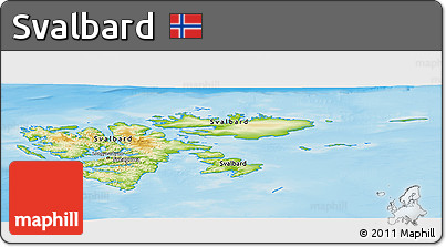 Physical Panoramic Map of Svalbard, single color outside