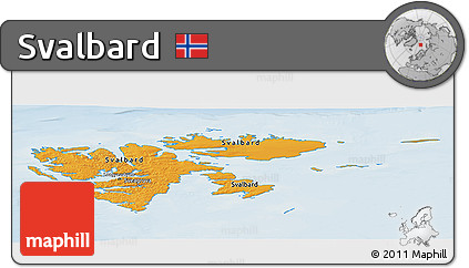 Political Panoramic Map of Svalbard, lighten