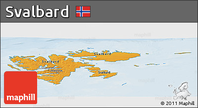 Political Panoramic Map of Svalbard, lighten