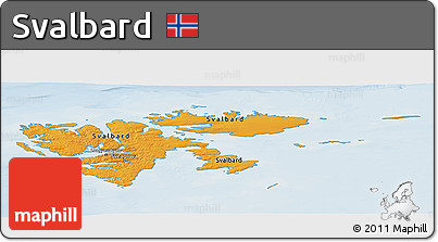 Political Panoramic Map of Svalbard, lighten